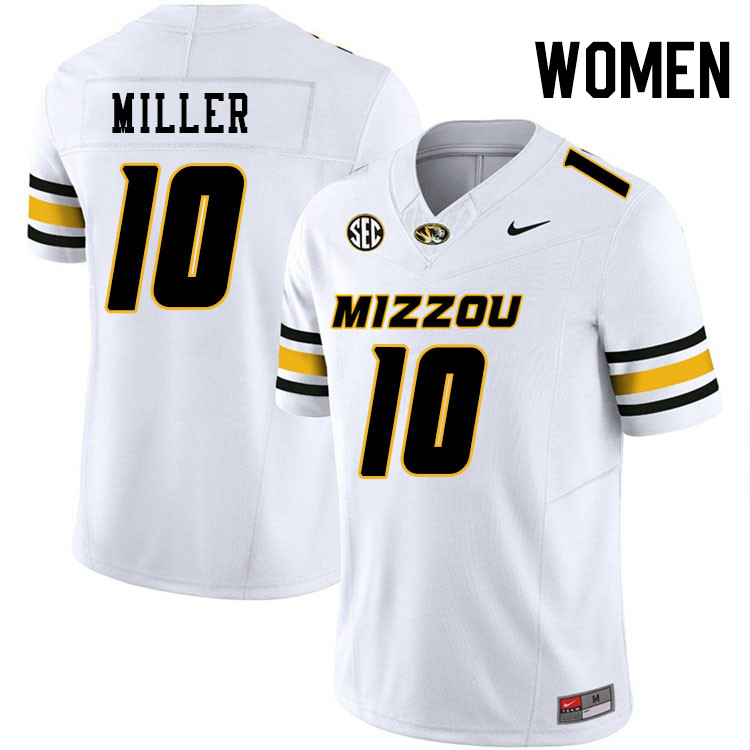 Women #10 Mekhi Miller Missouri Tigers College Football Jerseys Stitched-White